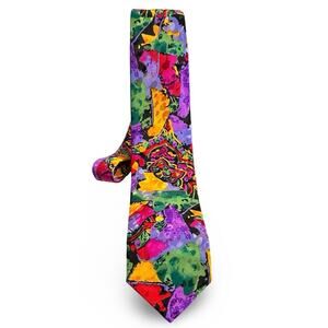 Private Collections Palace Silk Tie Vintage Multicolor Vibrant Colorful Abstract